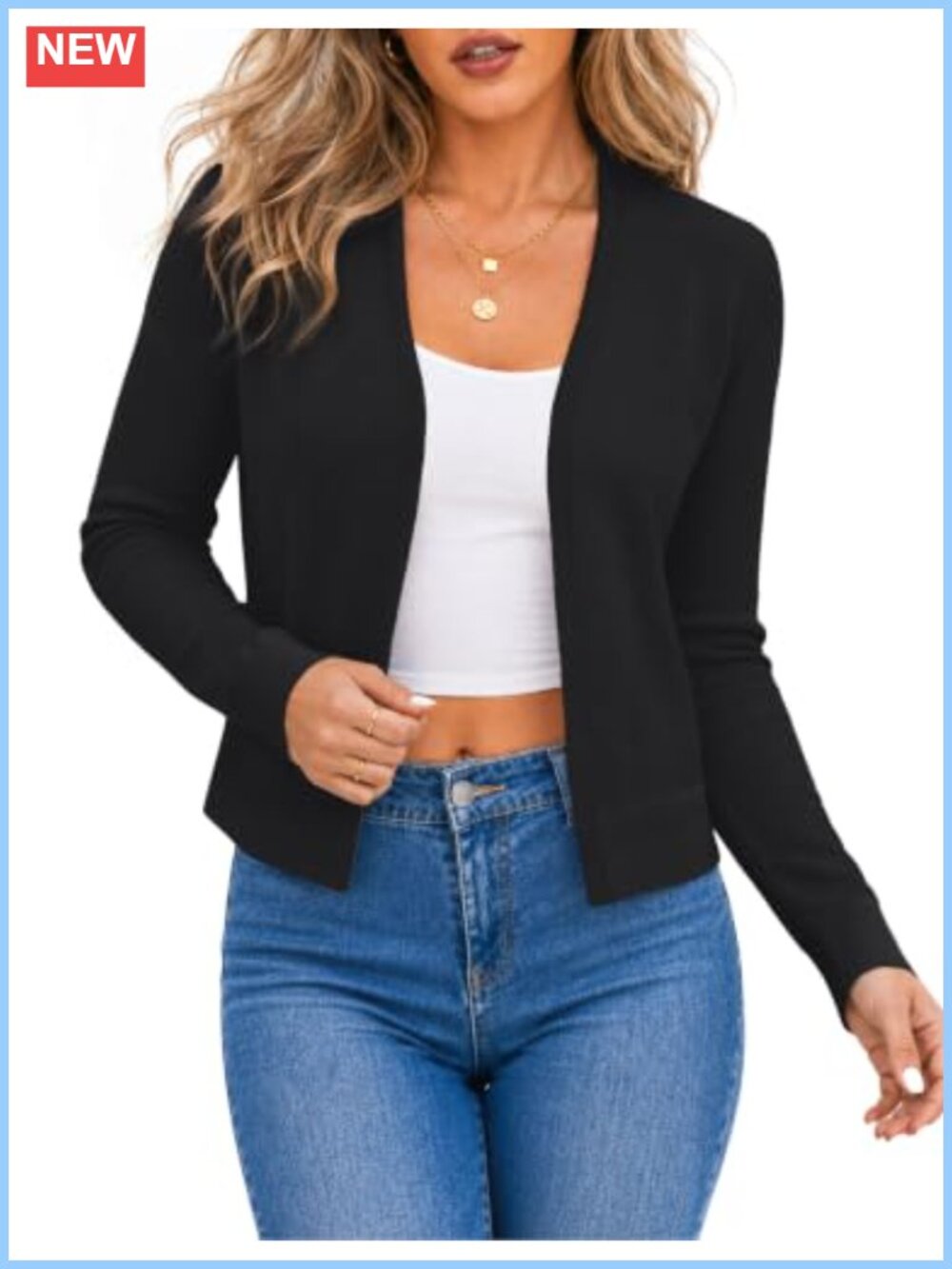 Cropped Cardigan Long Sleeve Bolero Shrug Sweater Women's Open Front